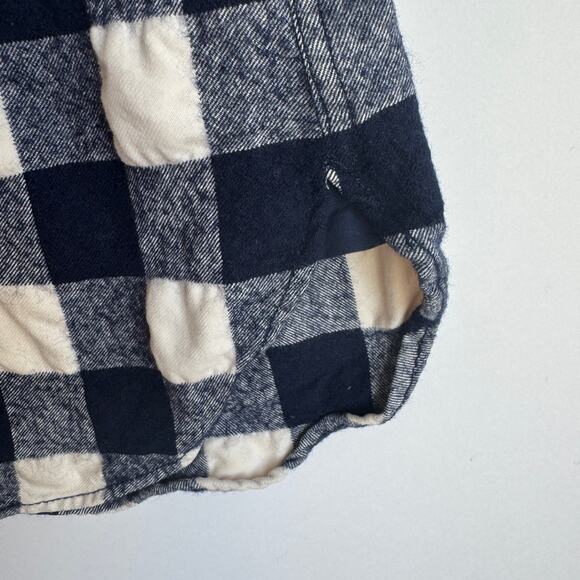 J Crew Plaid Flannel Half Zip Pullover Top Medium Buffalo Check Navy Blue White - Picture 9 of 14
